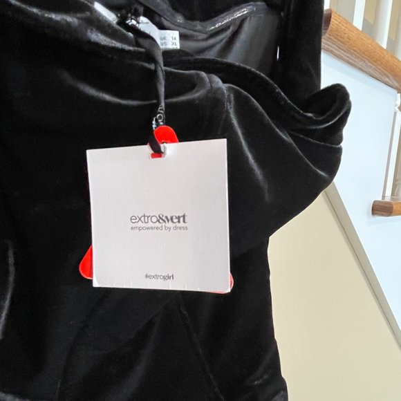 Extro&Vert "Savannah" off the Shoulder Pleated Mini Hem Dress sz XL NWT - Picture 6 of 6